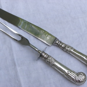 Carving Set - Sterling Silver Handles 2 Piece Set of Carving Knife and Carving Fork - Vintage - Free Shipping