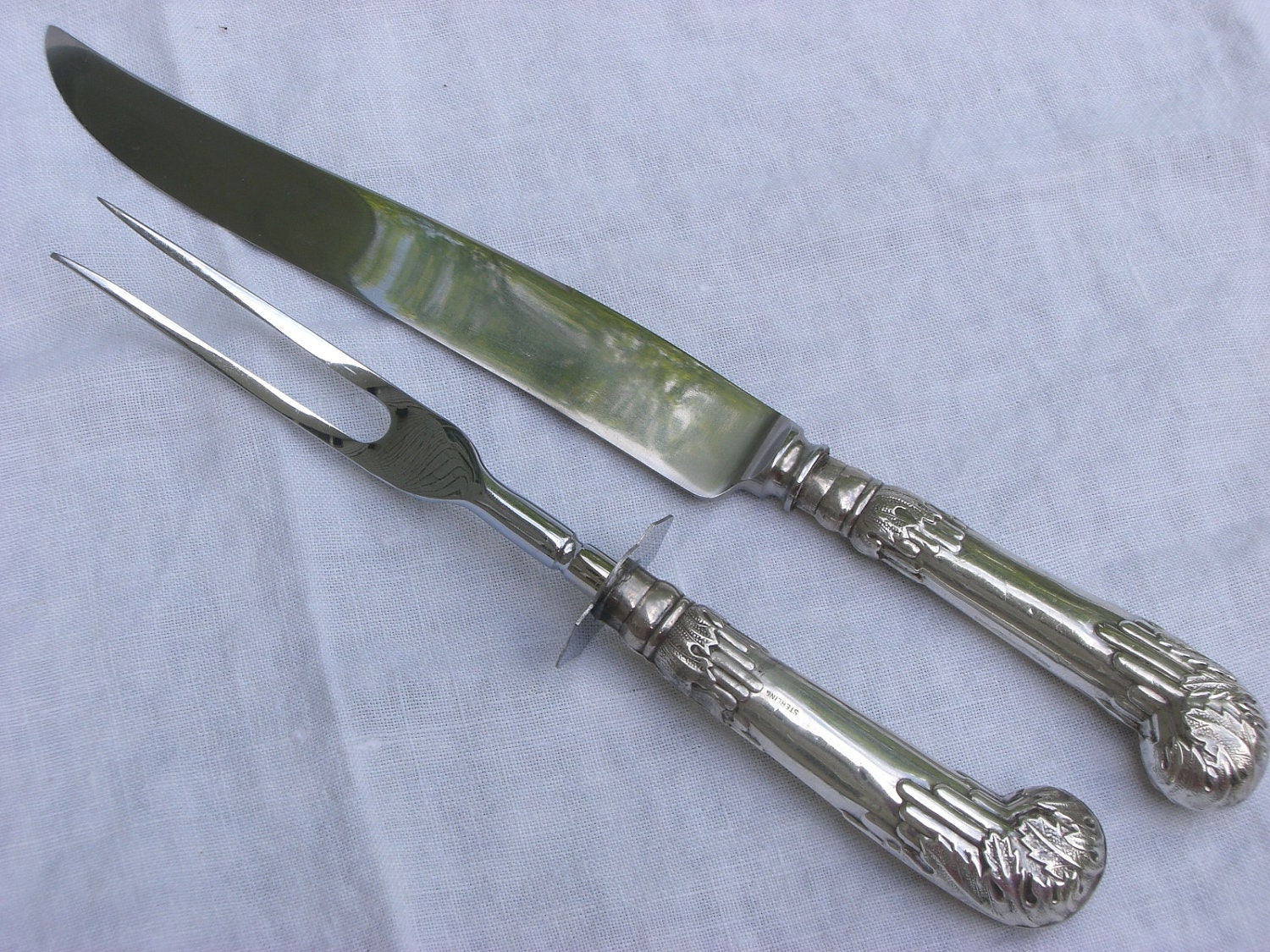 Carving Set Sterling Silver Handles 2 Piece Set of Carving Knife and