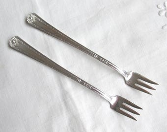 Seafood or Cocktail Forks X 2 in "Florence" Silver Plate Pattern - Vintage