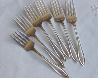 Antique Silver Plate Salad Forks Set of 6 "Saybrook" Pattern, 1919 - Free Shipping