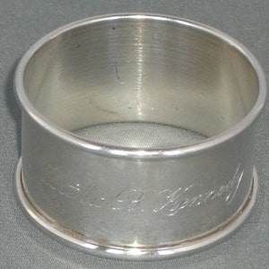 Antique Sterling Silver Napkin Ring - Engraved Martha B. Kennedy
