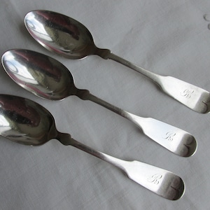 Coin Silver Teaspoons Set of 3 by Towle with R Monogram - Antique - Free Shipping