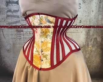 New MCC-38X satin/mesh Underbust tightlacing waist training corset MystiC City Corsets