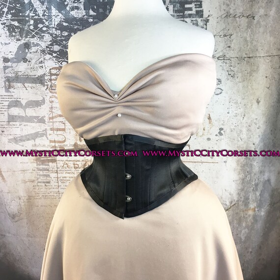 Black satin, Long torso, High backs, overbust corset MCC13 %