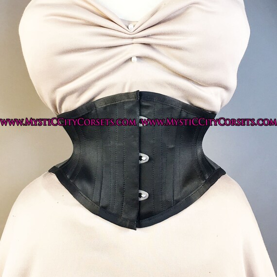 MCC-152X Black Satin Mini Corset Underbust Waist Training