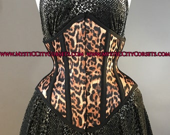 MCC-33 Leopard underbust waist training tightlacing steel boned corset  MystiC City Corsets