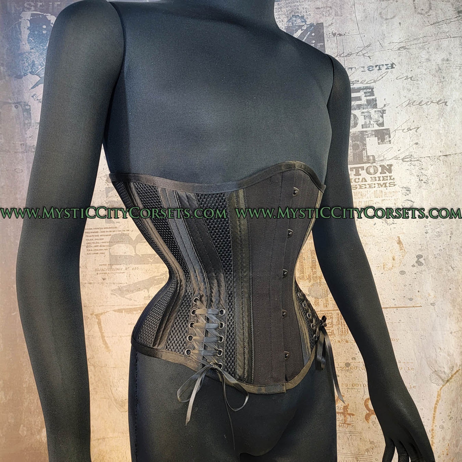 New MCC-58 With Hip Ties Black Cotton/mesh Underbust Tightlacing Waist ...