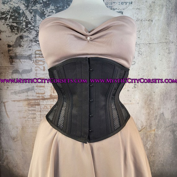 New MCC-98 Black Cotton/mesh Underbust Tightlacing Waist Training Corset Mystic  City Corsets 