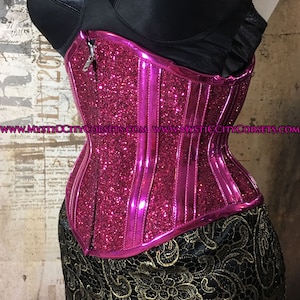 MCC-25 Glitter PVC underbust waist training tightlacing steel boned corset  MystiC City Corsets size