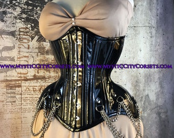 Nouveau MCC-110A PVC noir avec chaînes Corset d'entraînement à la