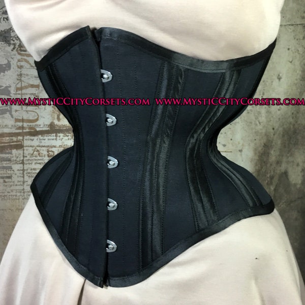 New MCC-94 black cotton Underbust tightlacing waist training corset MystiC City Corsets