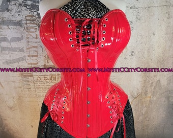New MCC-30 Red PVC overbust tightlacing corset MystiC City Corsets