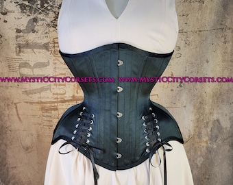 20 Black English Coutil Waist Training Conical Rib Tightlacing