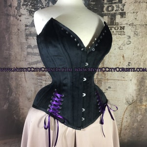 New MCC-123V Black Velveteen overbust tightlacing waisttraining corset MystiC City Corsets