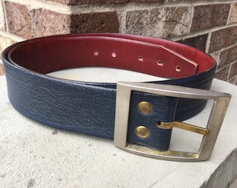 Vtg Nordstrom Black Alligator Grain Steerhide Leather Brass Asymmetrical Belt L Nordstrom | Accessories | Nordstrom Made In Usa Black  main image 3