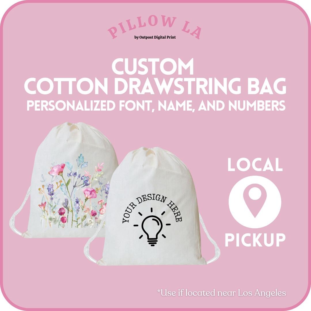 Personalized Cotton Drawstring Bag - Los Angeles Pickup ONLY - Etsy