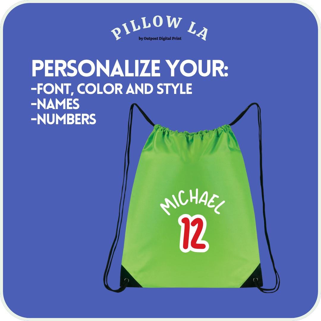 Drawstring Number Bags Personalized Nylon Drawstring Bag – Custom Names & Numbers - Etsy