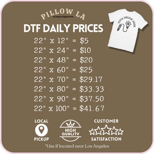 Los Angeles Pickup "ONLY" - Custom DTF Gang Sheet, DTF Transfers, Prints, Ready For Press, Dtf Print For T-Shirt Heat Transfer