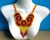 Native American Necklace, Round necklace, Huichol Jewelry, Mexican Necklace, Native jewelry, Mexican Jewelry, Huichol necklace, CRG-0004
