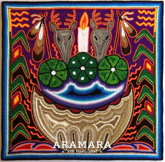 12 Huichol Painting Mexican Wall Art Native Folk Decor 30 289
