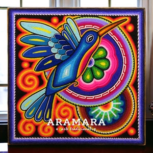 12&quot; Huichol painting, Huichol art, Mexican decor, Mexican painting, Mexican wall art, Native art, Mexican art, Mexican folk art, 30-559