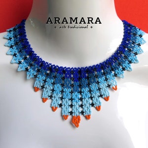 Huichol beadwork, Mexican Necklace, Beaded necklace, Huichol necklace, Huichol Jewelry, Mexican Jewelry, Bib, Choker necklace, COM-0049 image 7