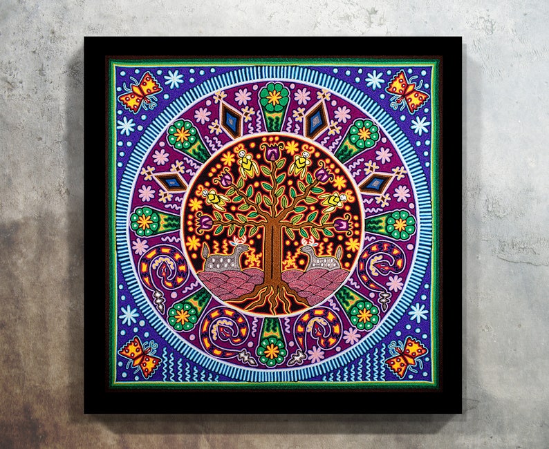 Digital Print Mexican Wall Art Painting Huichol Decor