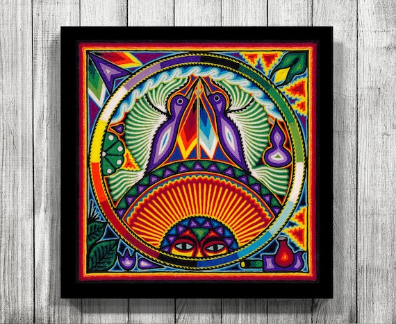 Mexican decor, Huichol Art, Mexican Art, Mexican Print, Mexican Digital Art, Mexican wall art, Mexican Painting, Huichol Print,Digital Print