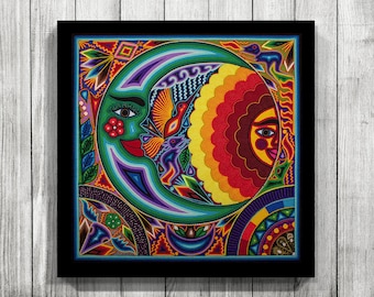 Mexican Digital Art, Mexican Painting, Huichol Art, Huichol Print, Mexican decor, Mexican Print, Mexican Art, Mexican wall art,Digital Print
