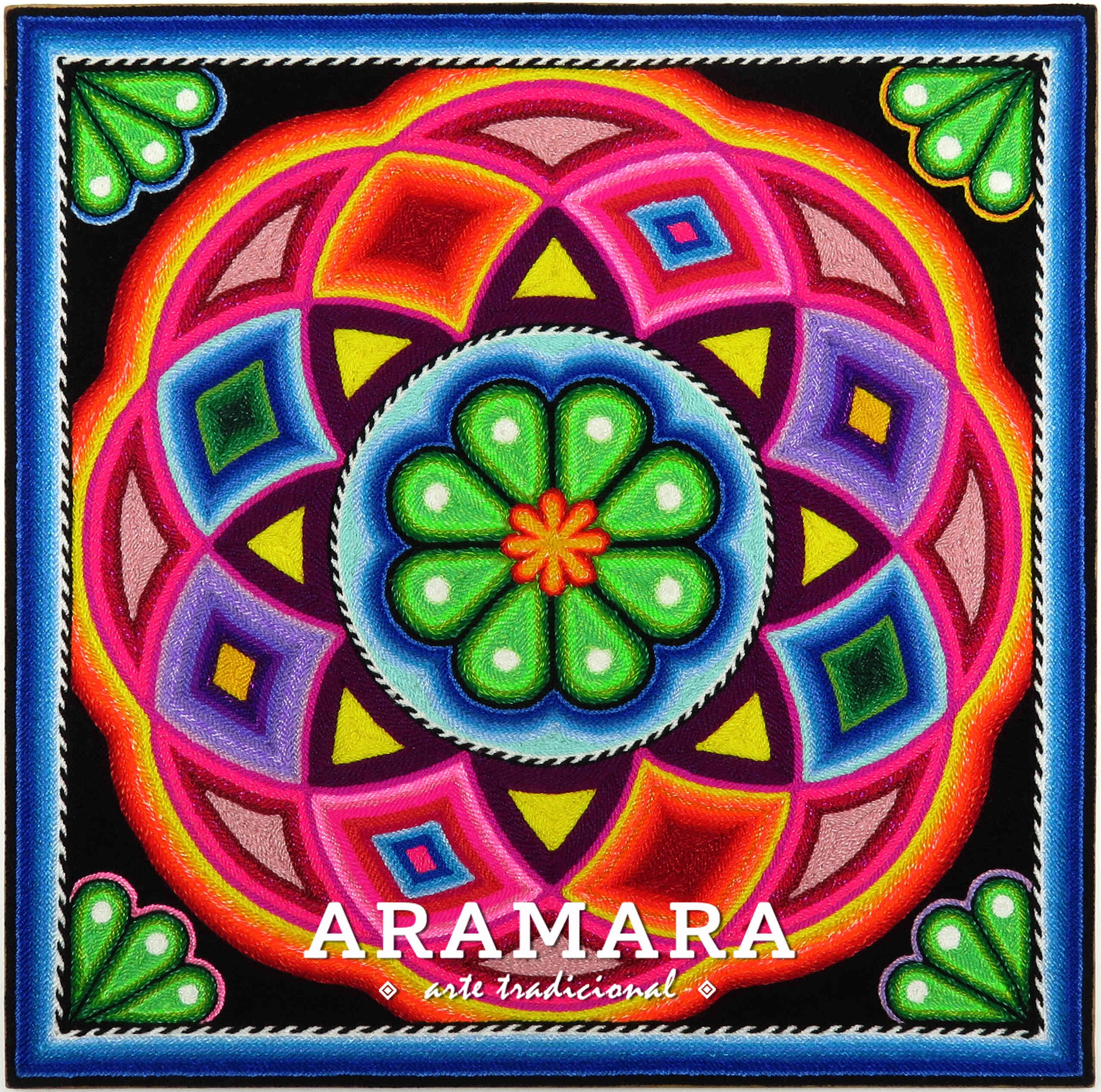 メキシコ絵画 12インチ ウイチョル絵画、ネイティブアート、ウイチョルアート