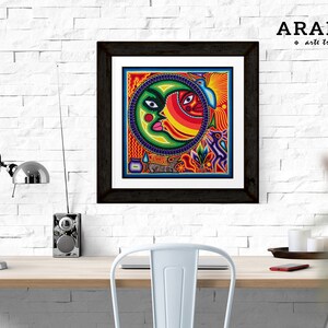 Arte Huichol, Decoración Mexicana, Estampado Huichol, Pintura Mexicana, Arte Digital Mexicano, Arte de pared mexicano, Impresión Digital, Impresión Mexicana, Arte Mexicano imagen 3