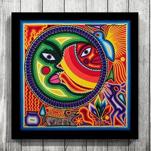 Arte Huichol, Decoración Mexicana, Estampado Huichol, Pintura Mexicana, Arte Digital Mexicano, Arte de pared mexicano, Impresión Digital, Impresión Mexicana, Arte Mexicano imagen 1