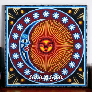 12&quot; Huichol painting, Native art, Huichol art, Mexican art, Mexican decor, Mexican painting, Mexican wall art, Mexican folk art, 30-539