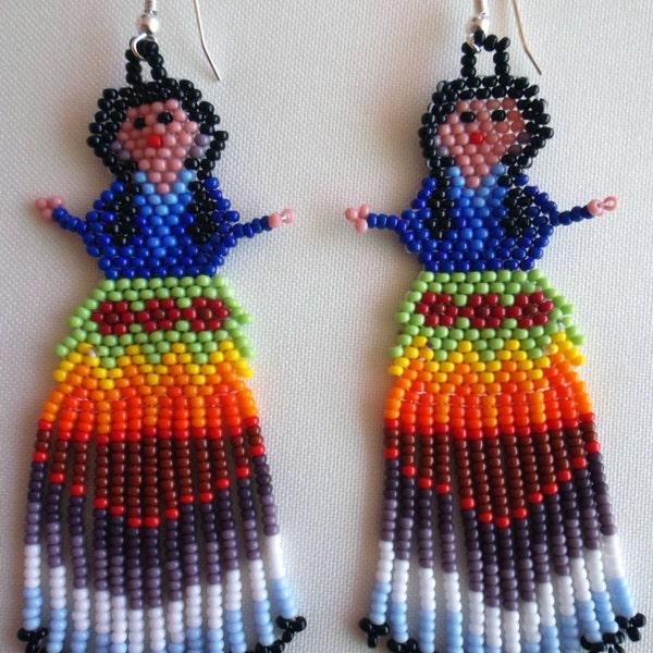 Huichol Beaded Doll earrings