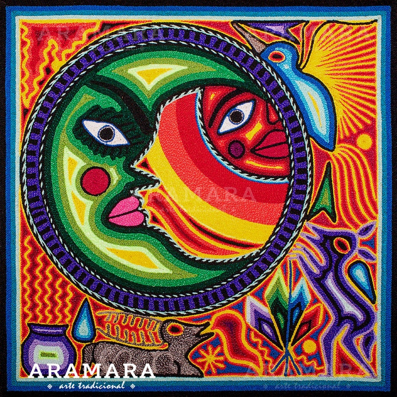 Arte Huichol, Decoración Mexicana, Estampado Huichol, Pintura Mexicana, Arte Digital Mexicano, Arte de pared mexicano, Impresión Digital, Impresión Mexicana, Arte Mexicano imagen 2