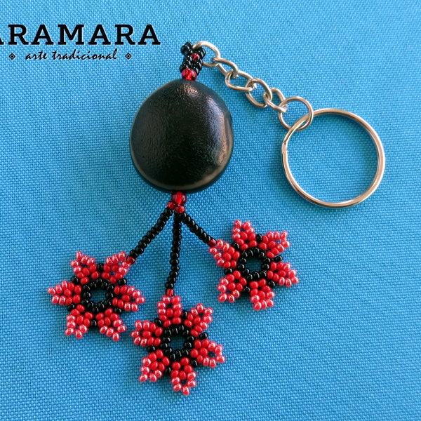 Nazar Keychain, Mexican Keychain, Native American keychain, Huichol Keychain, Ojo de Venado, Sea bean, Deer's eye seed, Evil eye Keychain,