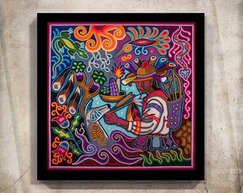 Mexican Art, Mexican Painting, Mexican decor, Huichol Art, Mexican Digital Art, Mexican wall art, Mexican Print, Huichol Print,Digital Print