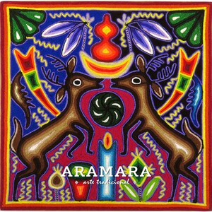 12" Huichol painting, Mexican painting, Mexican decor, Mexican folk art, Native art, Huichol art, Mexican wall art, Mexican art, 30-462