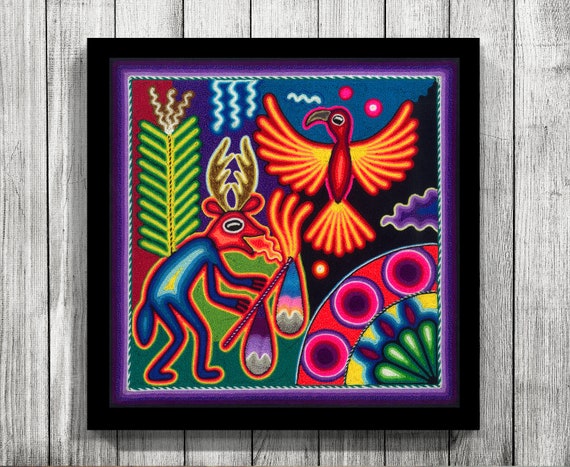 Impresión digital Arte mexicano Arte huichol Arte Digital | Etsy México