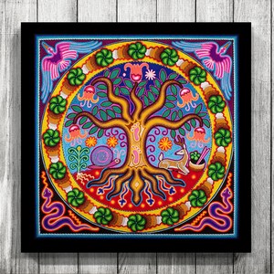 Mexican wall art, Mexican decor, Mexican Art, Mexican Digital Art, Mexican Painting, Huichol Art, Digital Print, Mexican Print,Huichol Print