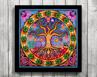 Mexican wall art, Mexican decor, Mexican Art, Mexican Digital Art, Mexican Painting, Huichol Art, Digital Print, Mexican Print,Huichol Print
