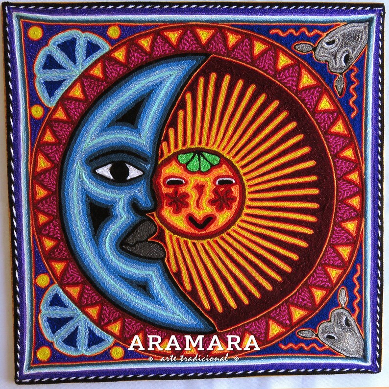 12 Huichol Painting Mexican Wall Art Folk Native Decor 30 001 Y