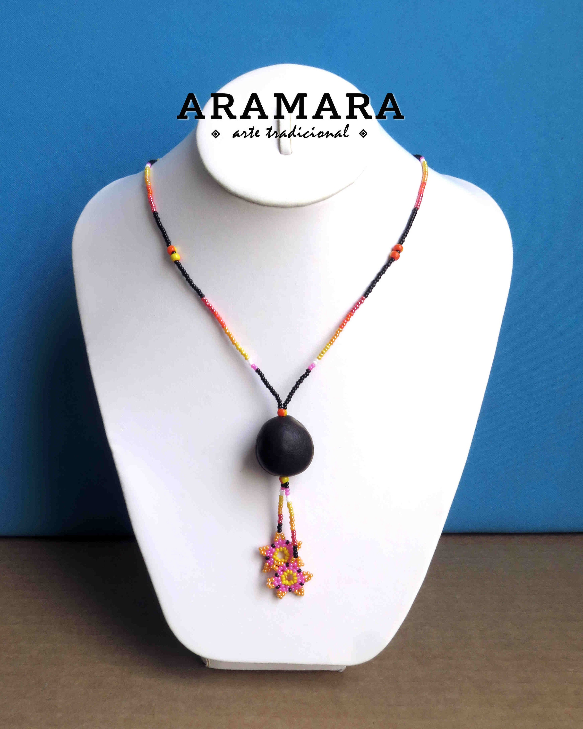 Mexican Jewelry Evil Eye Necklace Huichol Necklace Native