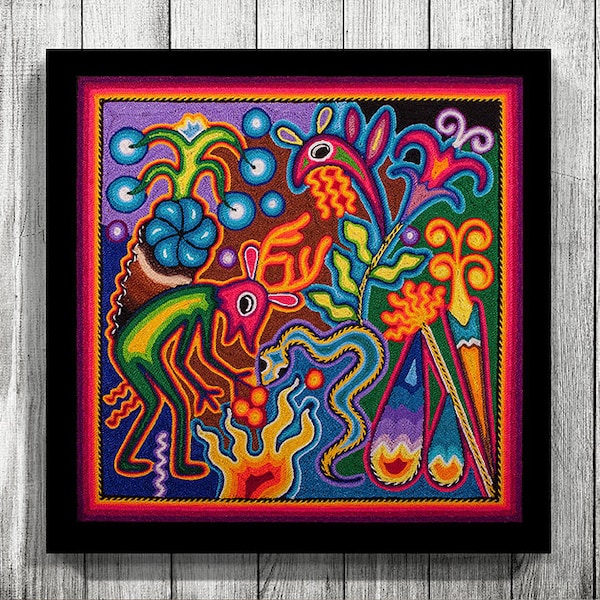 Mexican decor, Huichol Art, Mexican Digital Art, Digital Print, Mexican Art, Mexican wall art, Huichol Print, Mexican Print,Mexican Painting