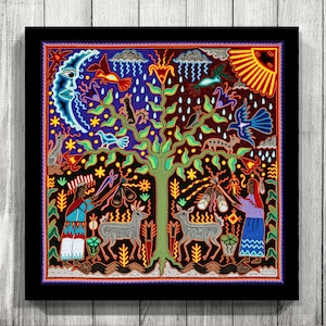 Mexican Painting, Mexican Digital Art, Mexican Art, Huichol Print, Huichol Art, Mexican decor, Mexican wall art, Digital Print,Mexican Print