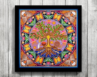 Mexican Art, Huichol Art, Huichol Print, Mexican Print, Digital Print, Mexican Digital Art, Mexican wall art, Mexican Painting,Mexican decor
