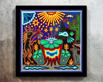 Mexican wall art, Huichol Art, Mexican decor, Mexican Painting, Huichol Print, Mexican Digital Art, Mexican Print, Digital Print,Mexican Art