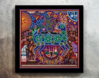 Mexican decor, Digital Print, Huichol Print, Huichol Art, Mexican Print, Mexican Digital Art, Mexican wall art, Mexican Painting,Mexican Art