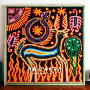 12&quot; Huichol painting, Native art, Huichol art, Mexican art, Mexican decor, Mexican painting, Mexican wall art, Mexican folk art, 30-544