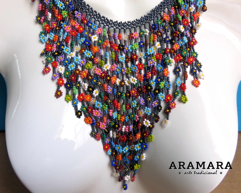 Huichol Jewelry,Huichol necklace,JGO-211 Huichol earrings Huichol bracelet Mexican Jewelry Huichol set Native jewelry Mexican Necklace